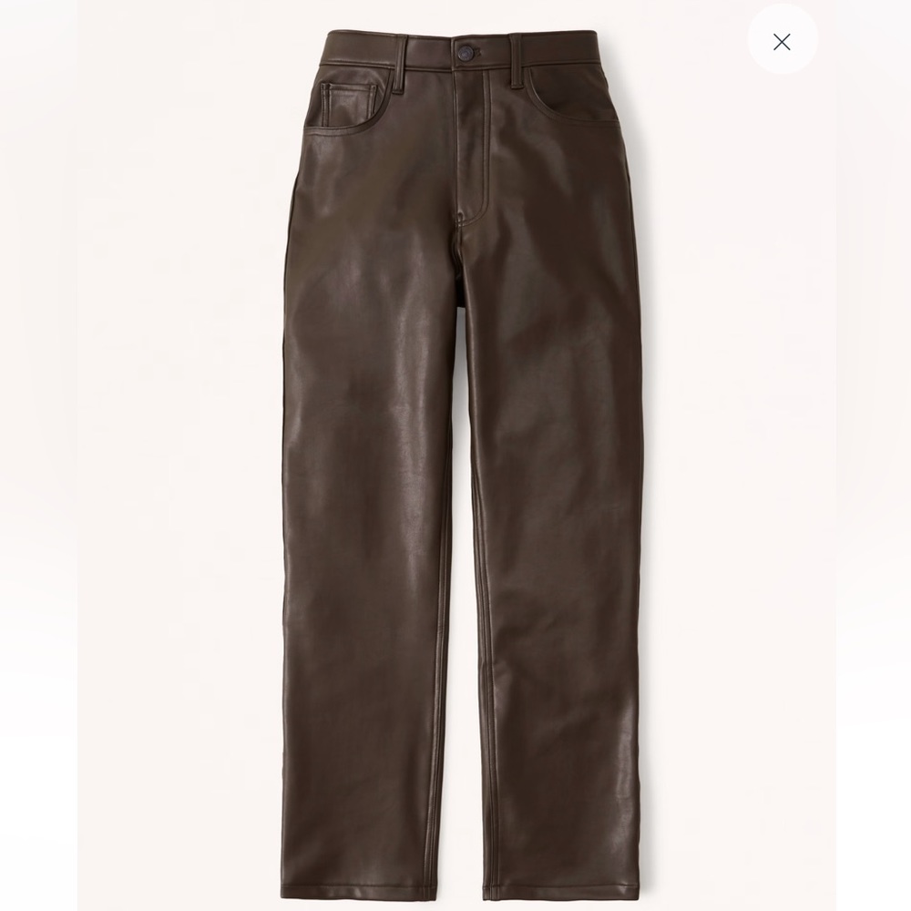 Brown Vegan Leather 90s Straight Pant